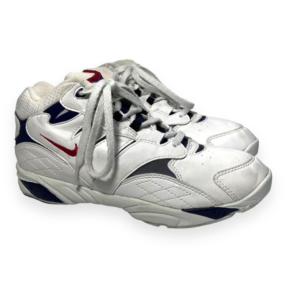 Vtg Nike Air Forefoot Women Mid Shoes Athletic Sneakers White Leather Red Purple - Picture 3 of 15